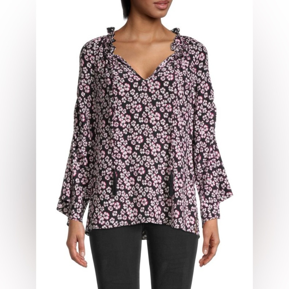 KOBI HALPERIN Larsen Floral Silk Blouse size XS